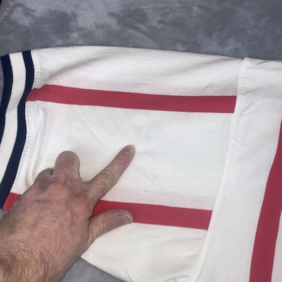 Cutter & Buck Men’s L Mickey Mouse Embroidered White Red Striped Polo - Picture 4 of 10